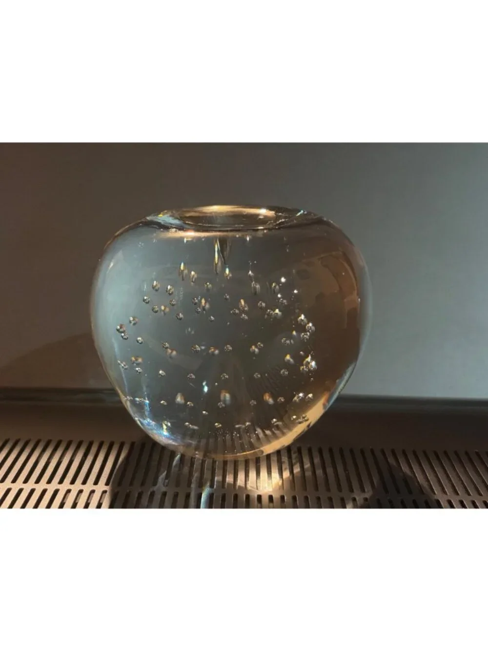 Vintage Clear Glass Apple Paperweight Bubble Inclusion Design